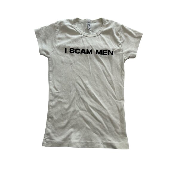 Los Angeles Apparel I Scam Men Baby Tee in White - Picture 1 of 3